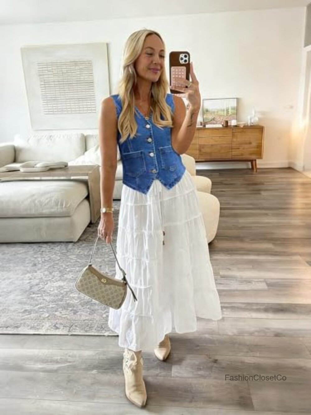 Sleeveless Denim Vest with Pockets Button Down Crop Top Women - Picture 6 of 7